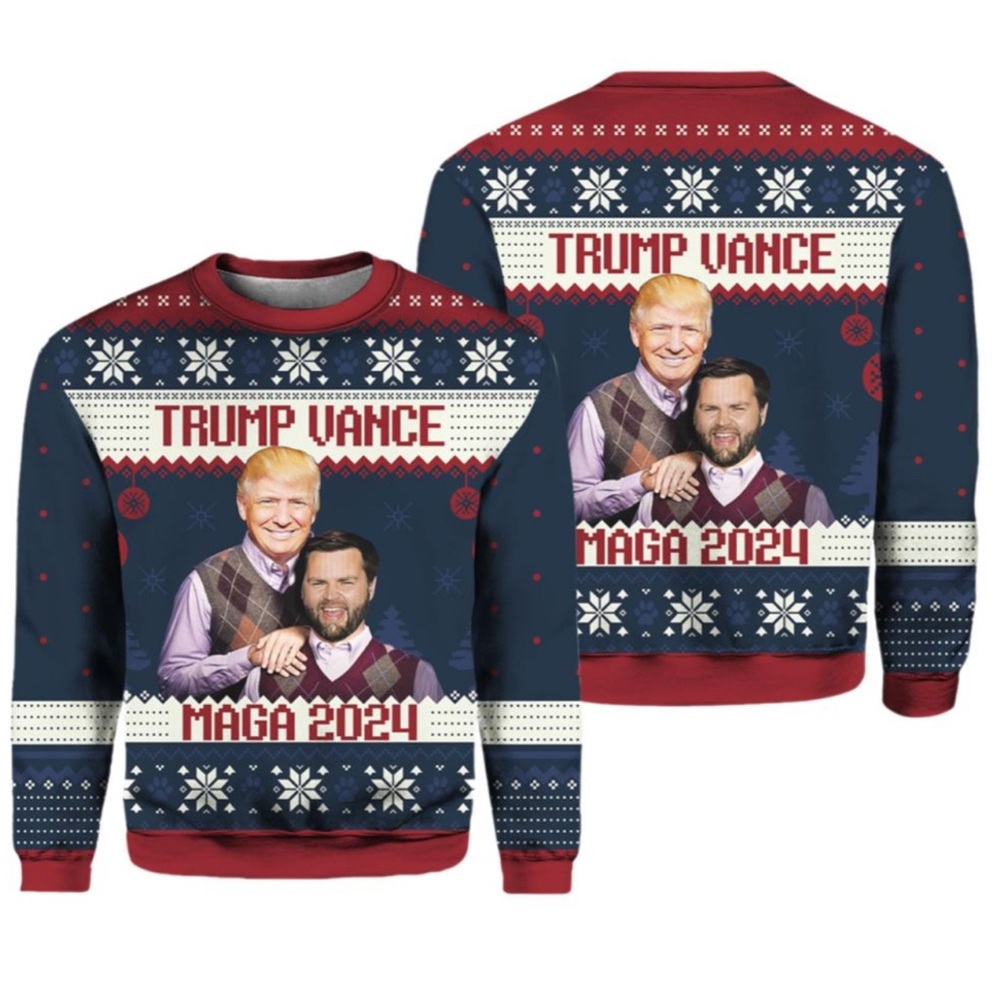 Trump Vance 2024 Step Brothers Ugly‎ Christmas Knit Shirt Sweater XL
